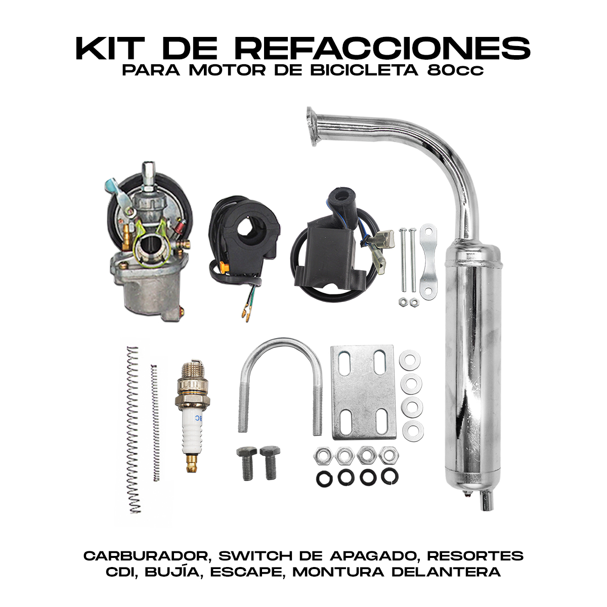 Refacciones Motor Bicicleta Carburador, Switch, Cdi, Escape