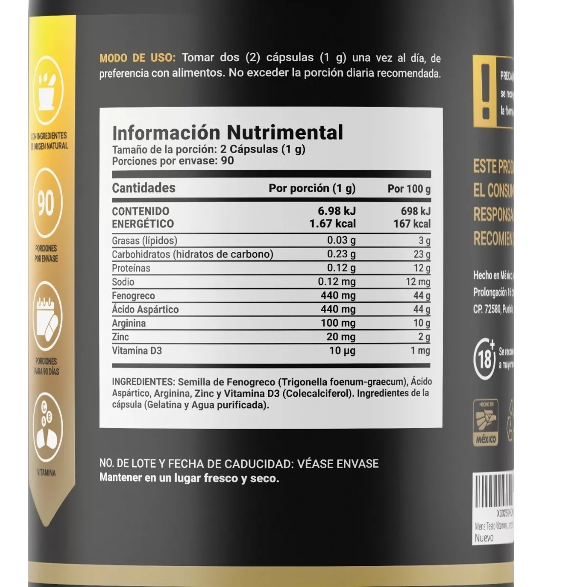 Testosterona Hombre 180 Cápsulas