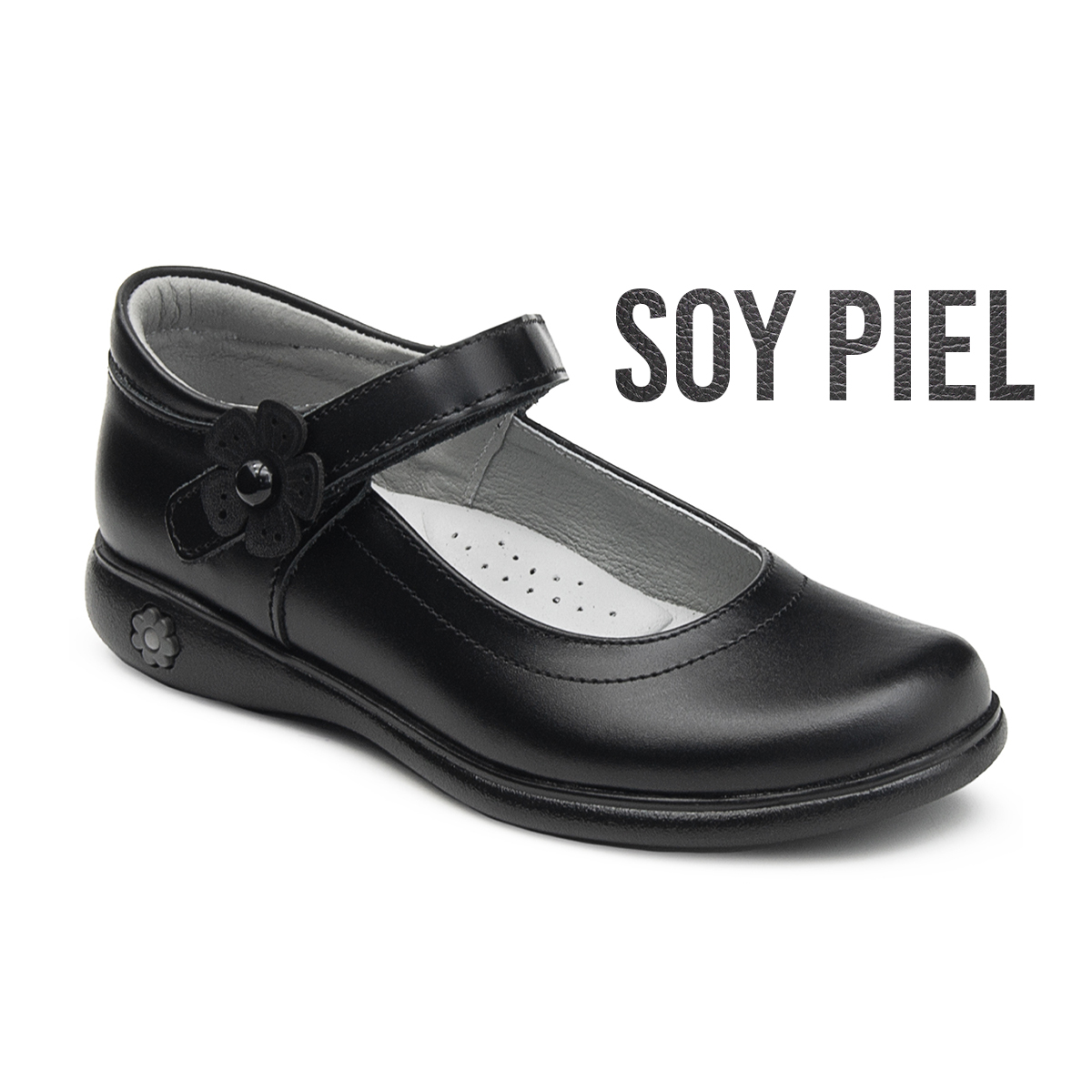 Zapato Escolar Para Niña Piel Soporte Arco Antiderrapante