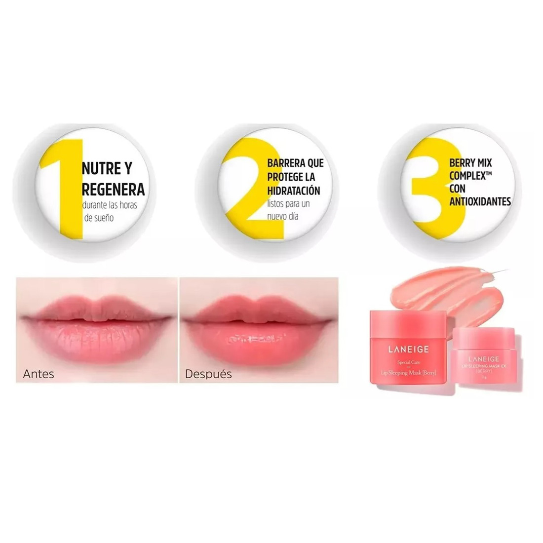 Mascarilla Para Labios Laneige.  Nutre, Regenera, hidratación profunda