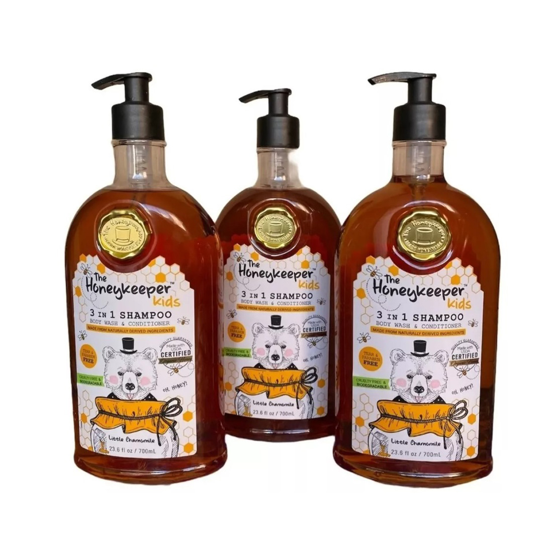 The Honeykeeper Kids Shampoo Manzanilla Y Miel Para Cabello Y Cuerpo Niños 3 piezas