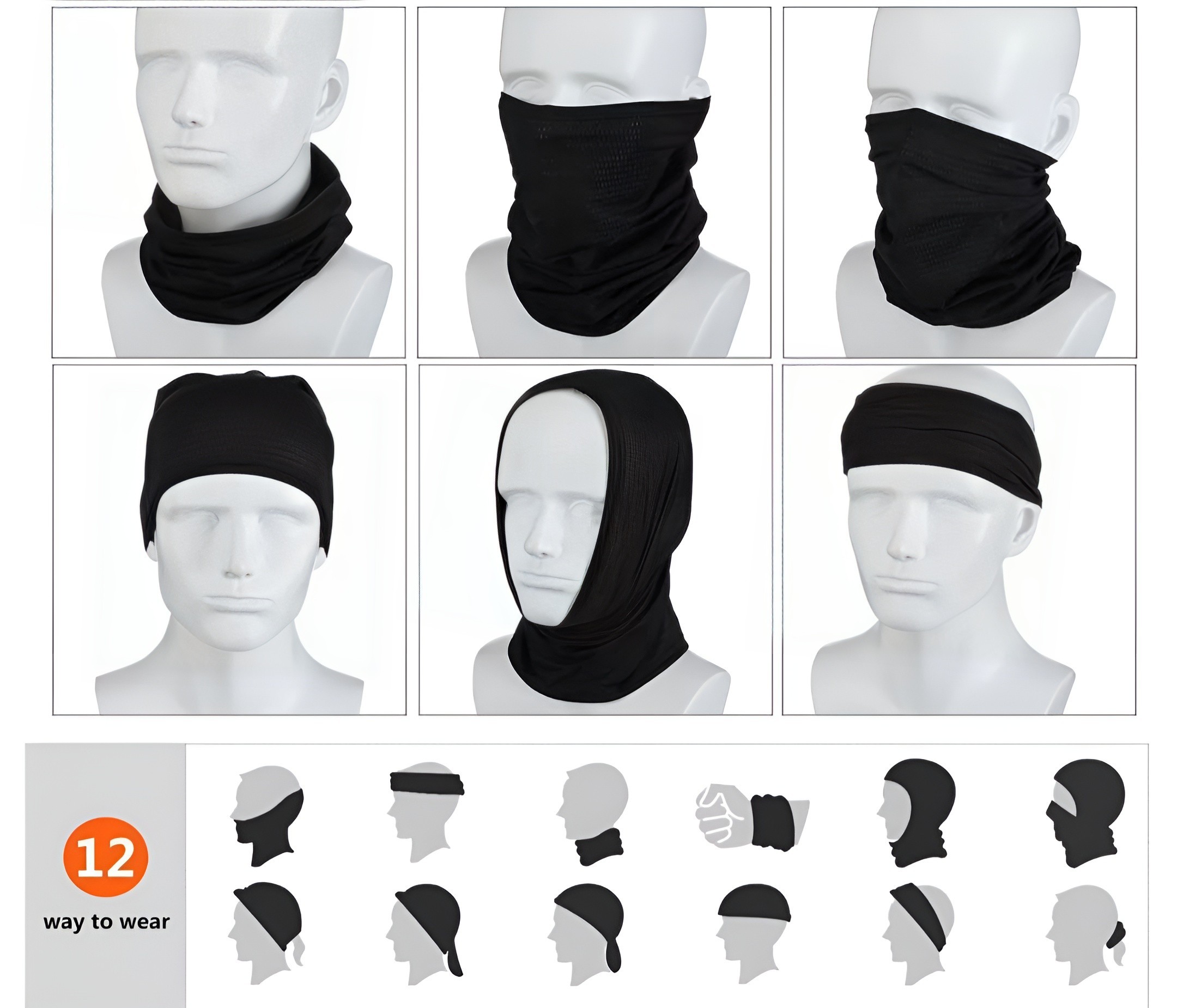 6 Pack Bandana, Bufanda/mascara/cacería/moto/pesca/sol