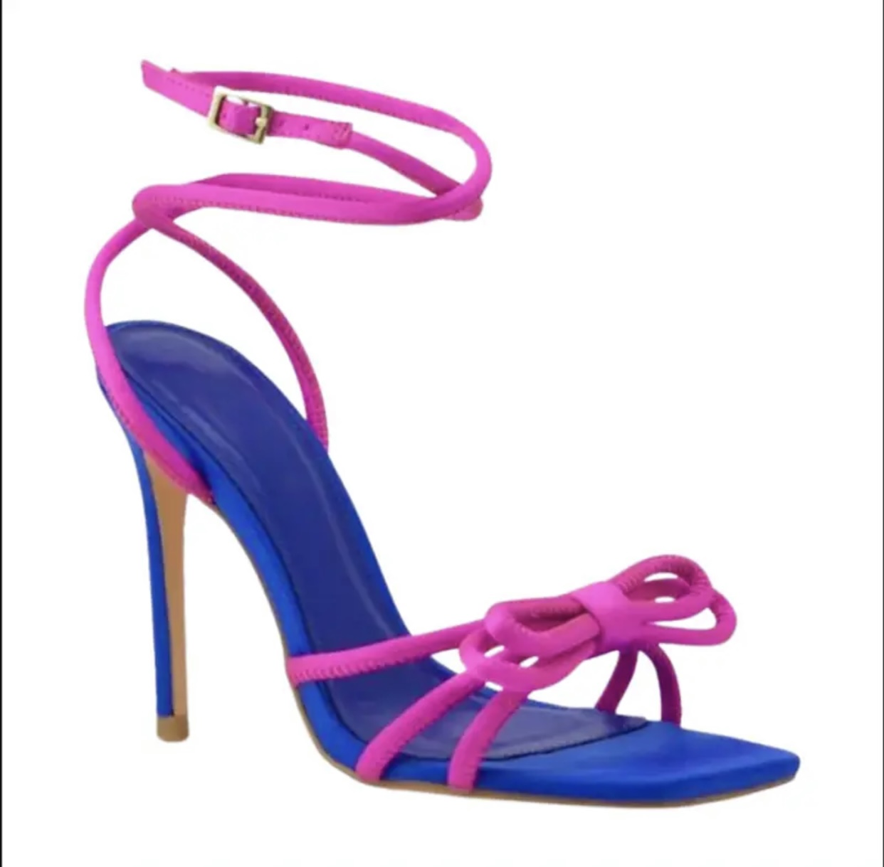 Zapatilla Moño En Satin Fucsia Con Azul Rey