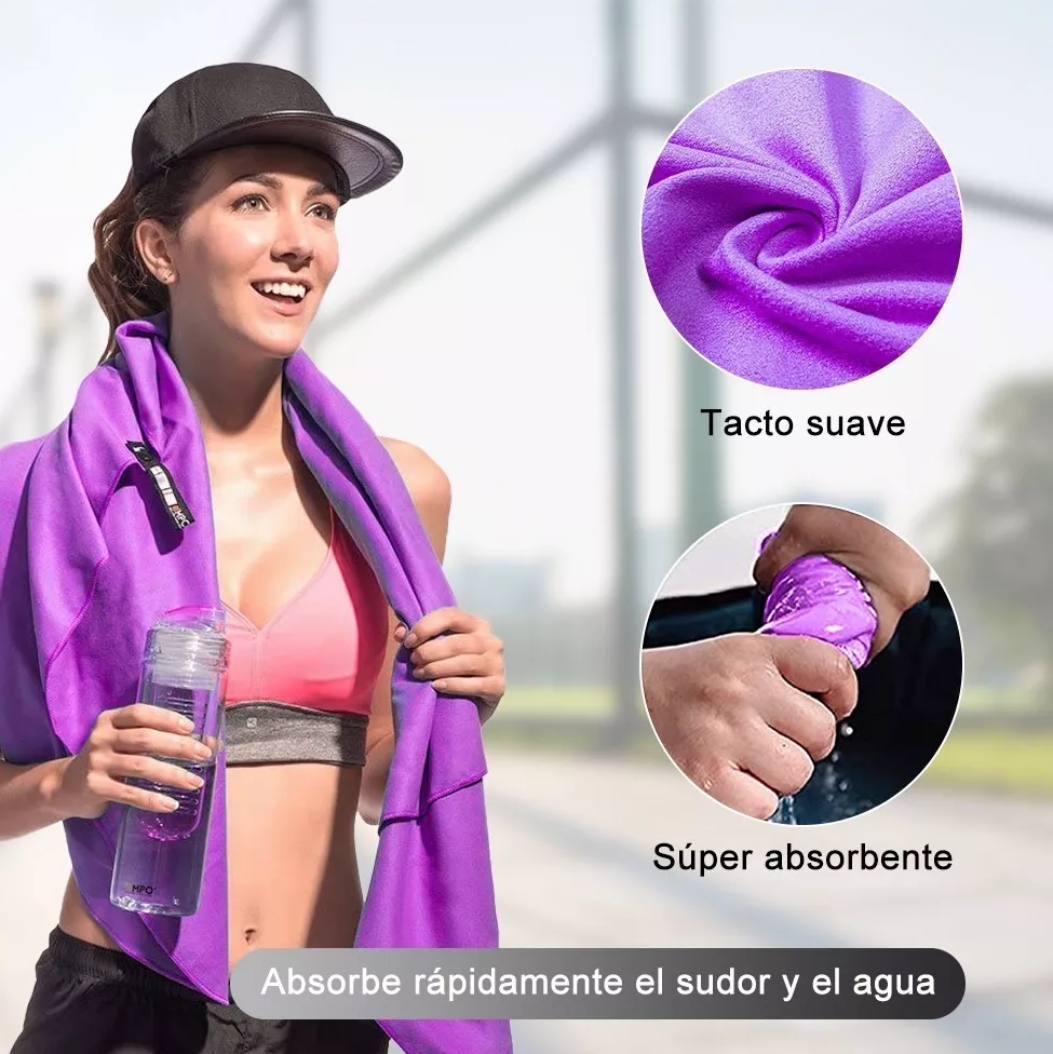 Toalla Deportivas Microfibra Absorbente Secado 2 Pack Morada