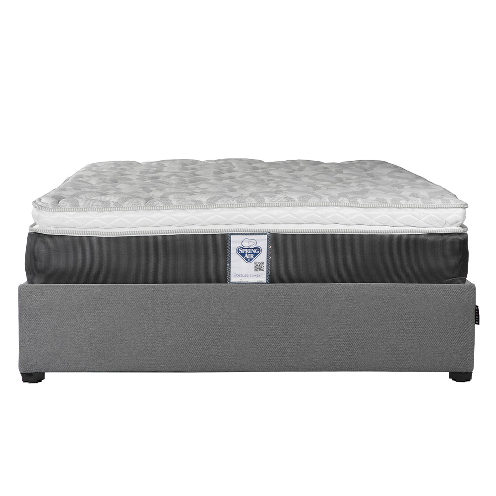 Colchón Matrimonial Spring Air Marte con Base Cama Dicasa Orleans Gris y Edredon Verona