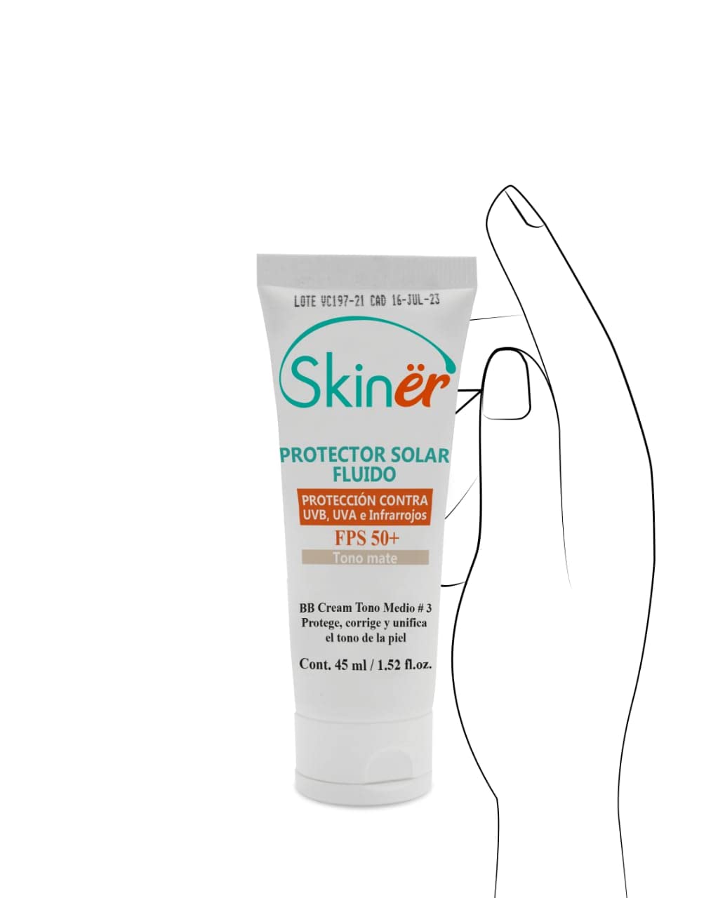 Protector solar Facial Skinër 45 ml. Filtro con maquillaje Tono # 3
