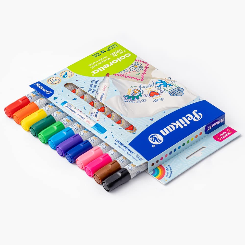 Pelikan Marcador Para Pitar Tela, Pelikan Textil, 12 Piezas, Colorella