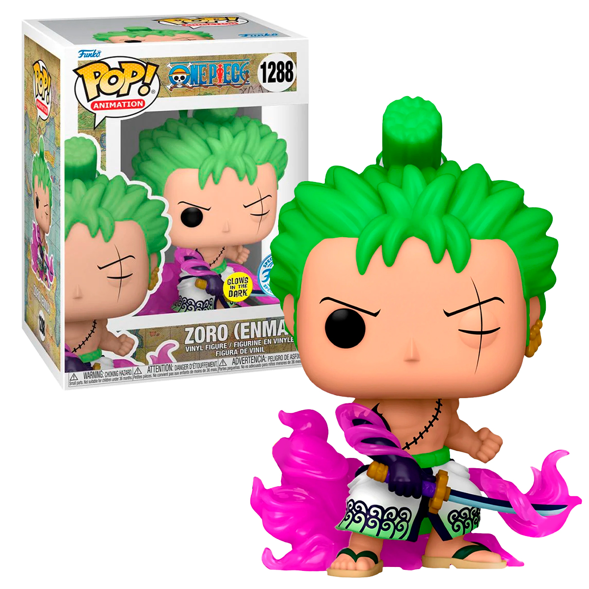 Funko Pop Zoro Enma #1288 Glow One Piece Anime Manga Figura Original