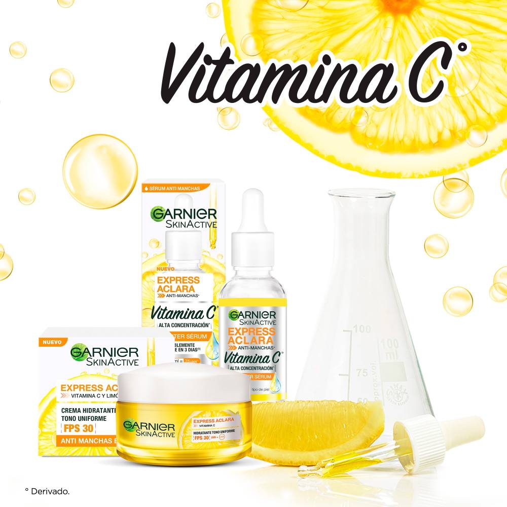 Reductor de Manchas Garnier SkinActive, Express Aclara, Crema y Sérum Facial, Vitamina C, 2 piezas