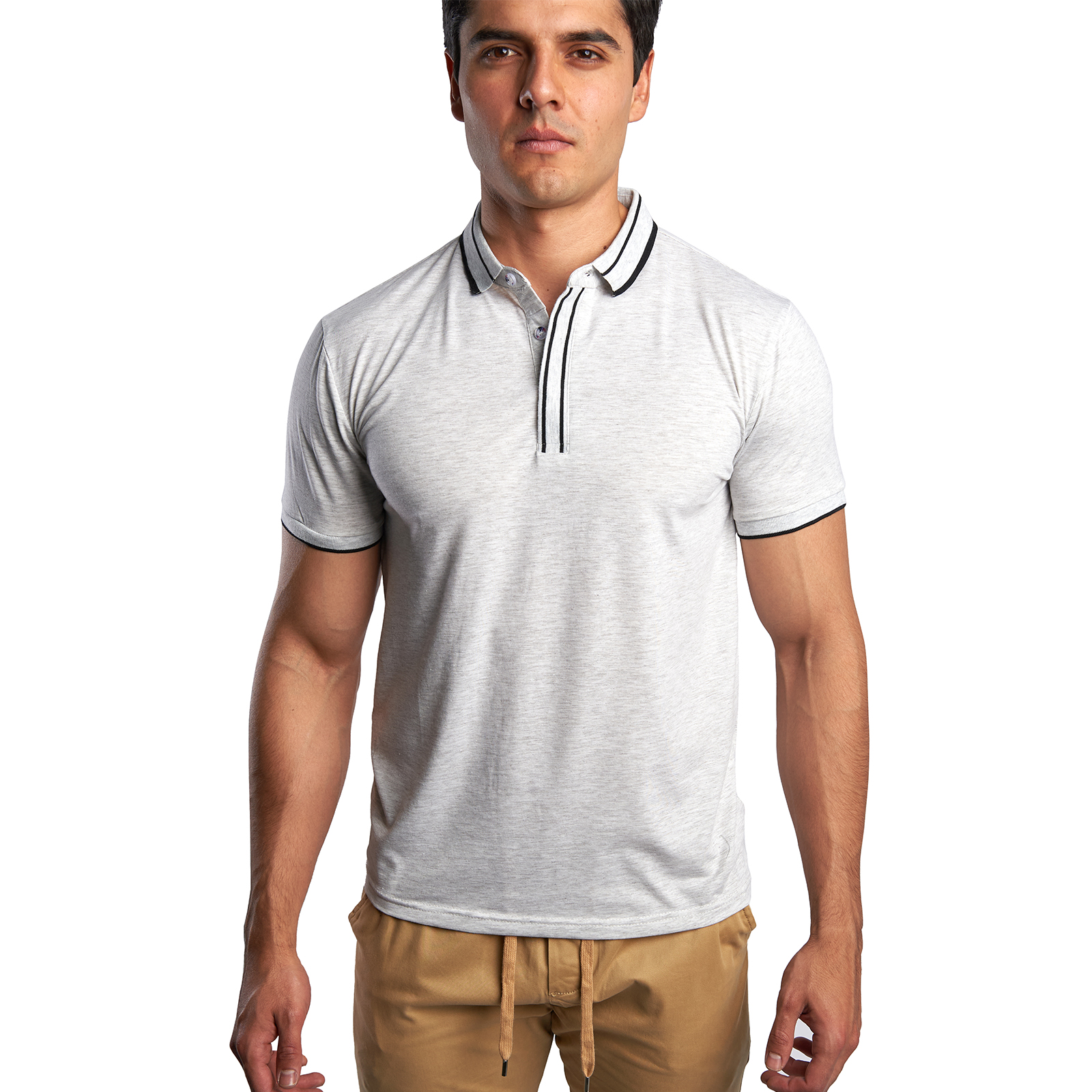 Playera Tipo Polo Para Hombre Calidad Slim Moda Casual Chili Beans Color Gris 