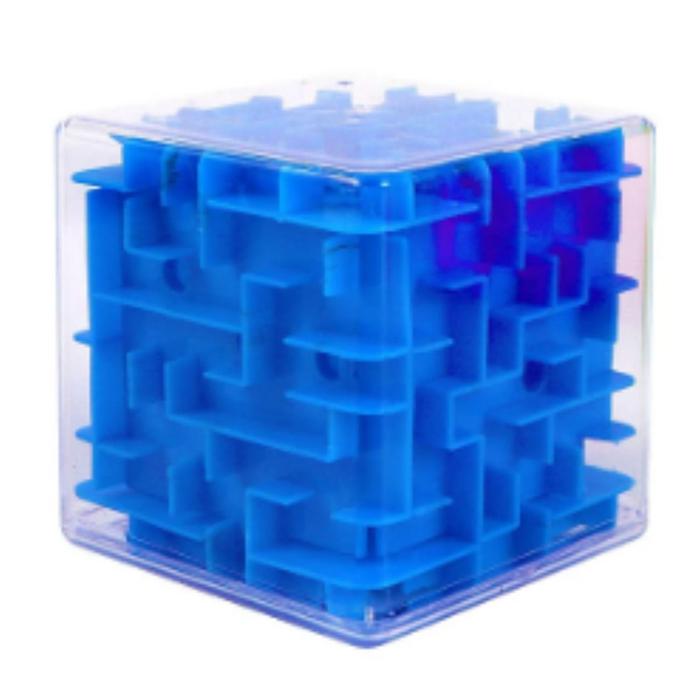 Laberinto con Balines para Jugar MXLYH-006-1 1 Pza Azul 7,5x7,5x7,5cm Plástico Cubo Mágico Transparente, Labyrinth-3D