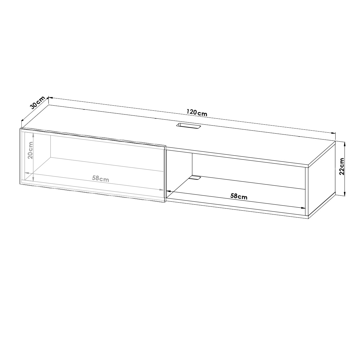 Centro De Entretenimiento para tv Flotante Hogare  color Blanco  Gris