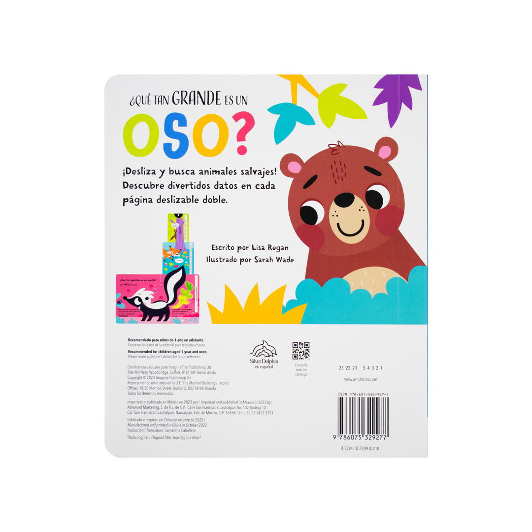 Libro infantil con ventanas deslizables: ¿Qué tan grande es un oso?