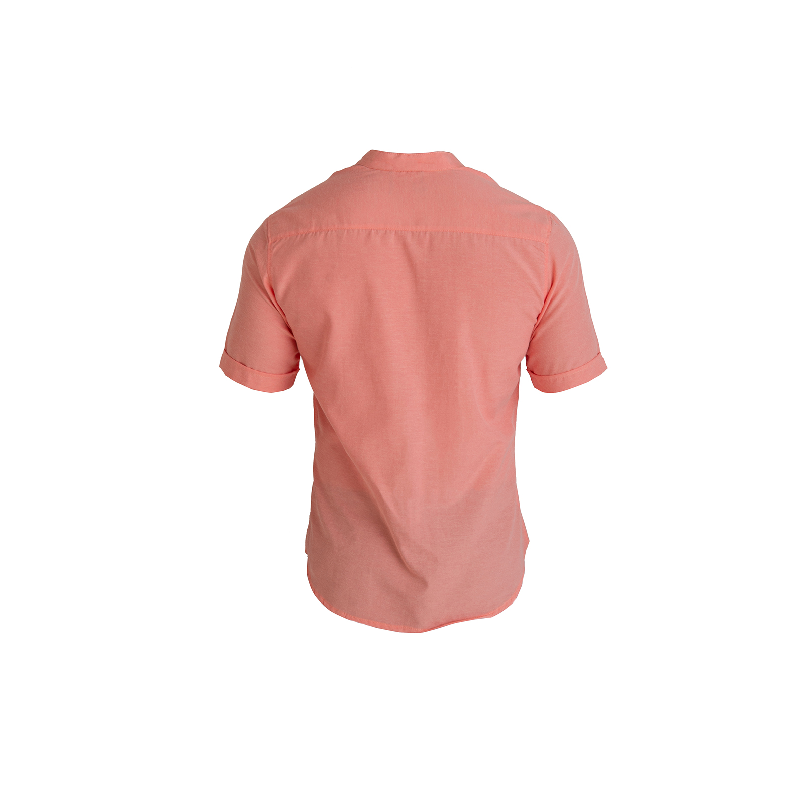 Camisa Manga Corta Casual Fresca Slim Fit Cuello Mao Chili Beans Color Coral 