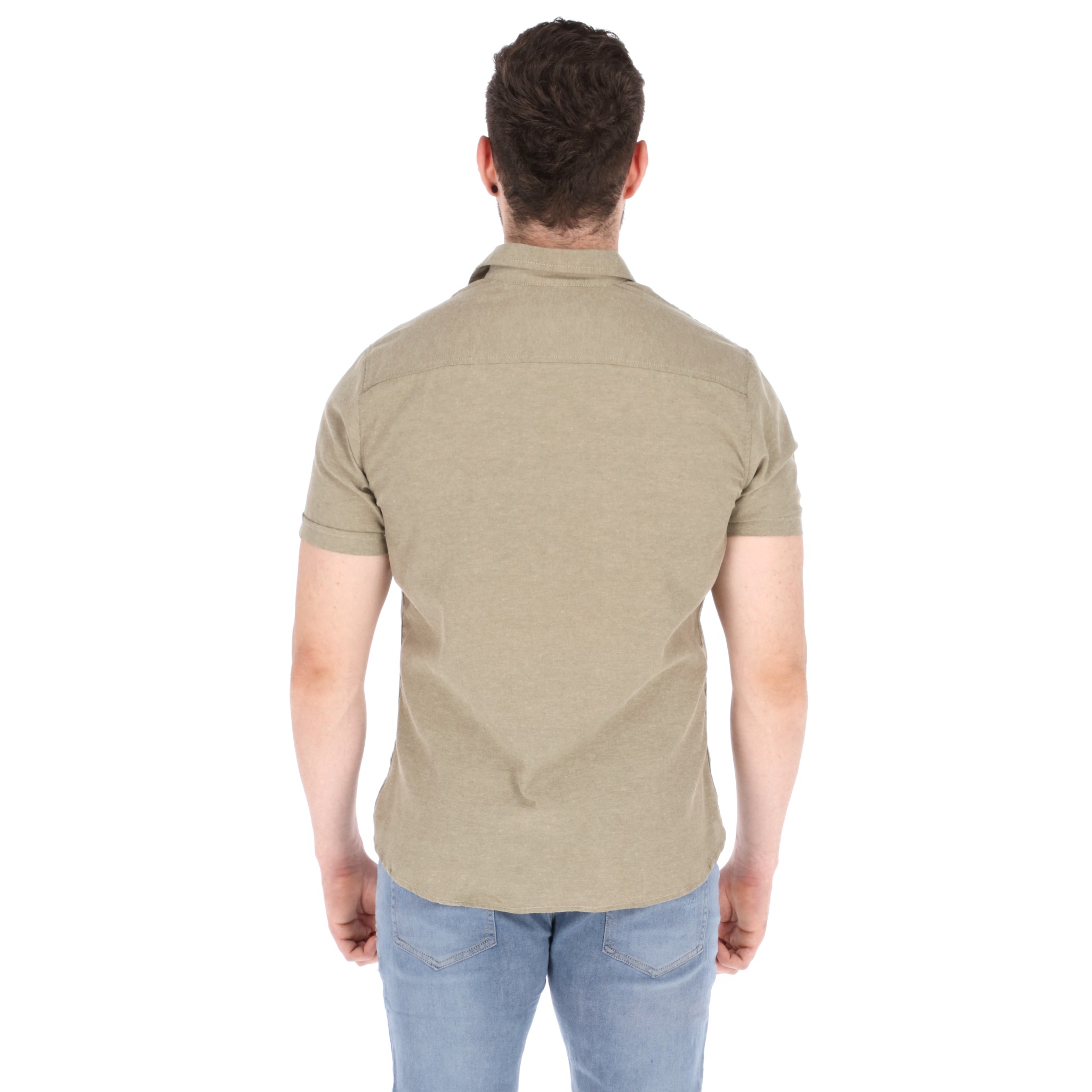 Camisa manga corta para hombre cuello americano color Beige
