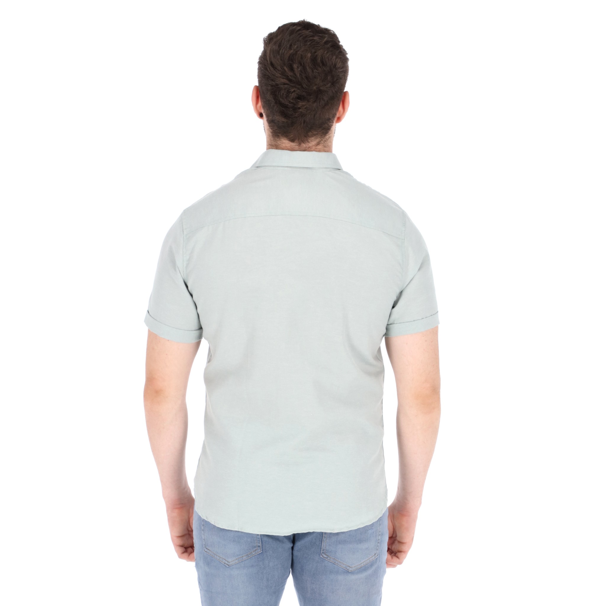 Camisa manga corta para hombre cuello americano color Gris