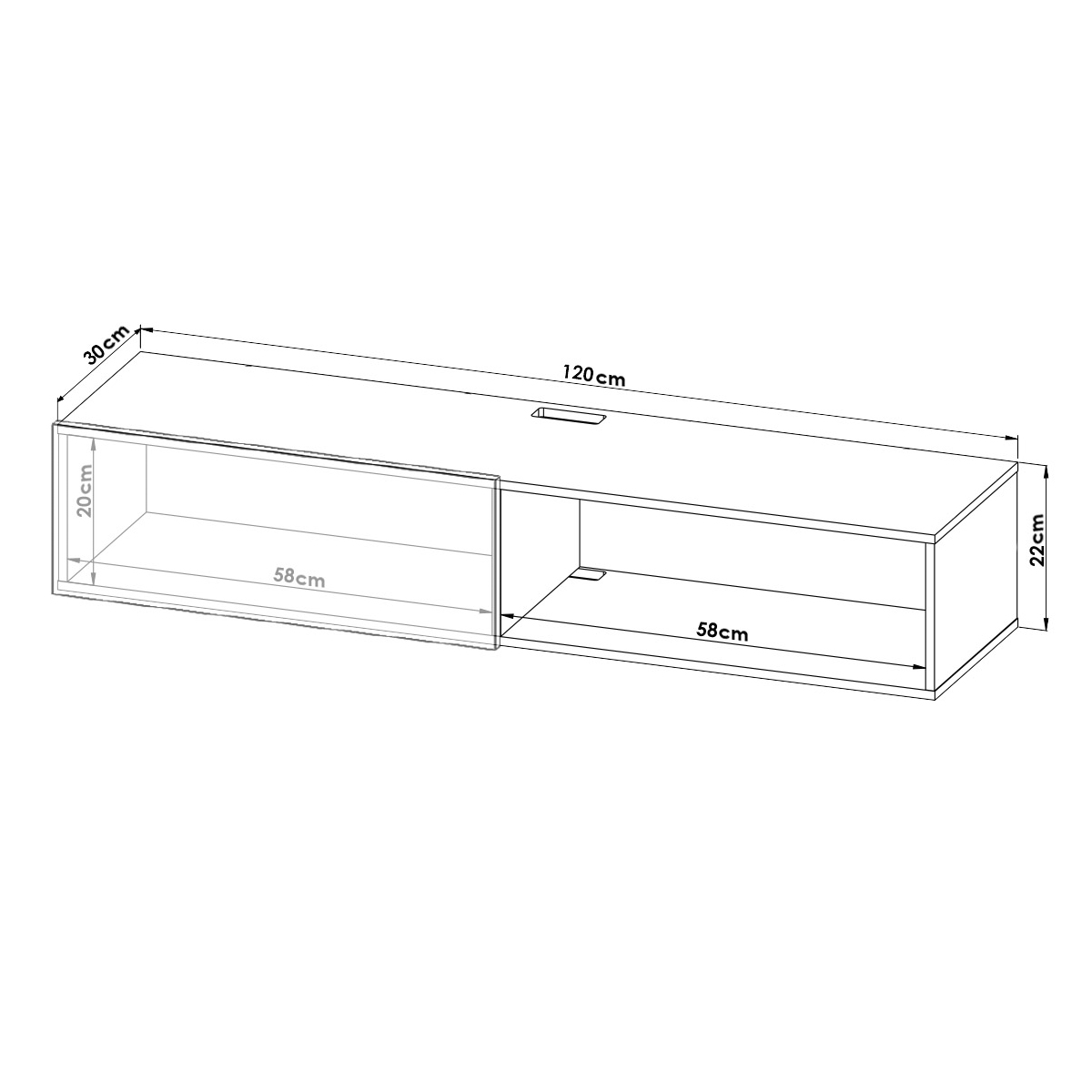 Centro De Entretenimiento para tv Flotante Hogare  color Negro