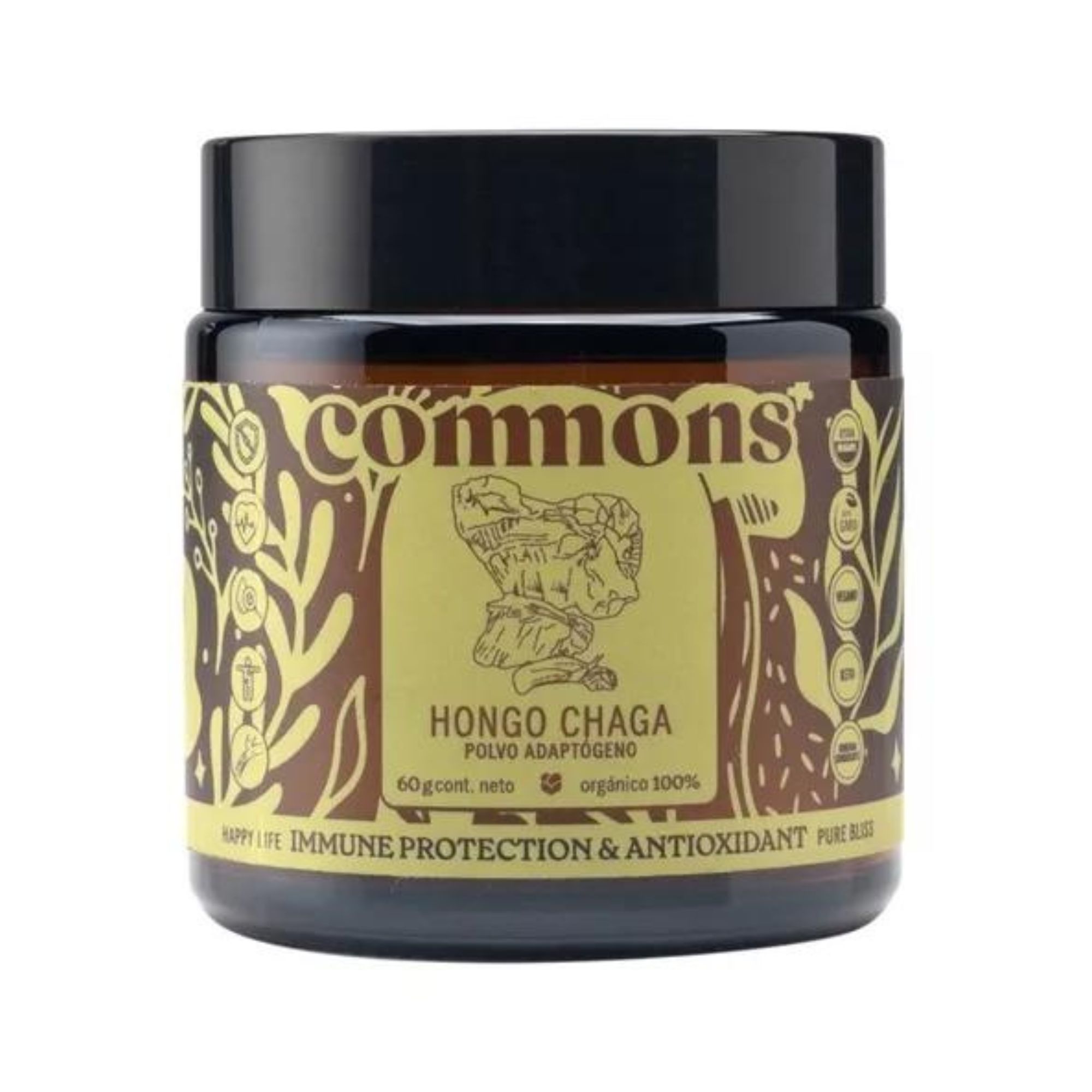 Hongo Adaptógeno Chaga Polvo Orgánico 60g Commons 
