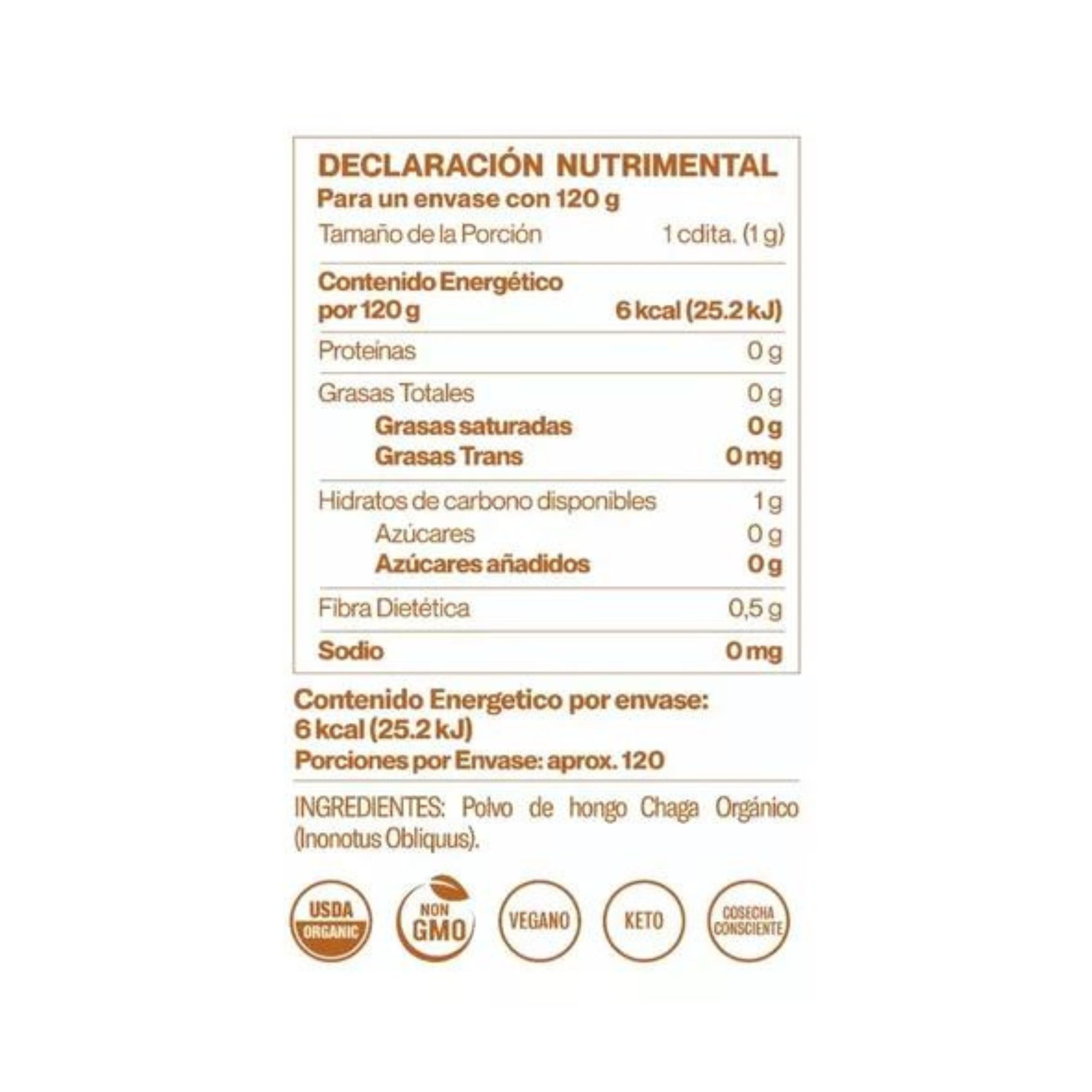 Hongo Adaptógeno Chaga Polvo Orgánico 60g Commons 