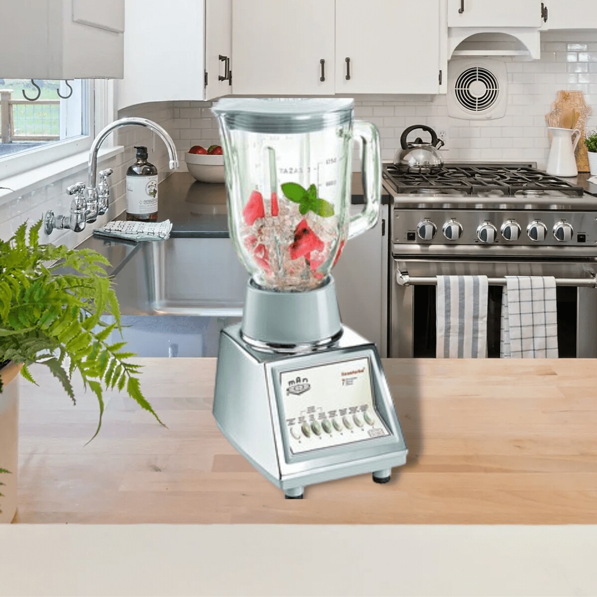 Licuadora Man Vaso Vidrio Color Cromo 7 VEL