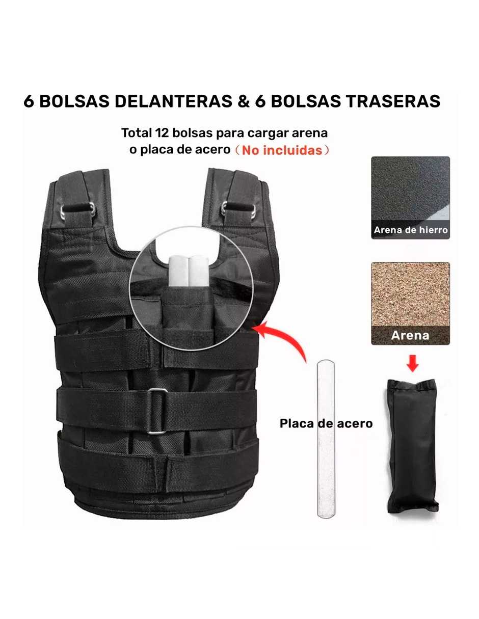 Chaleco Lastrado De Peso Ajustable Petukita Box Ejercicio Fitness 50kg