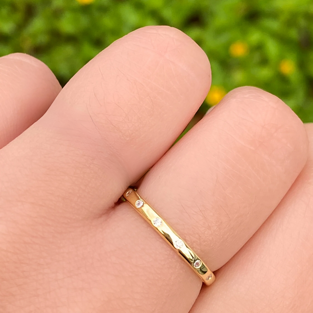 Anillo Talla #8 Acero Inoxidable Dorado Mujer Moda