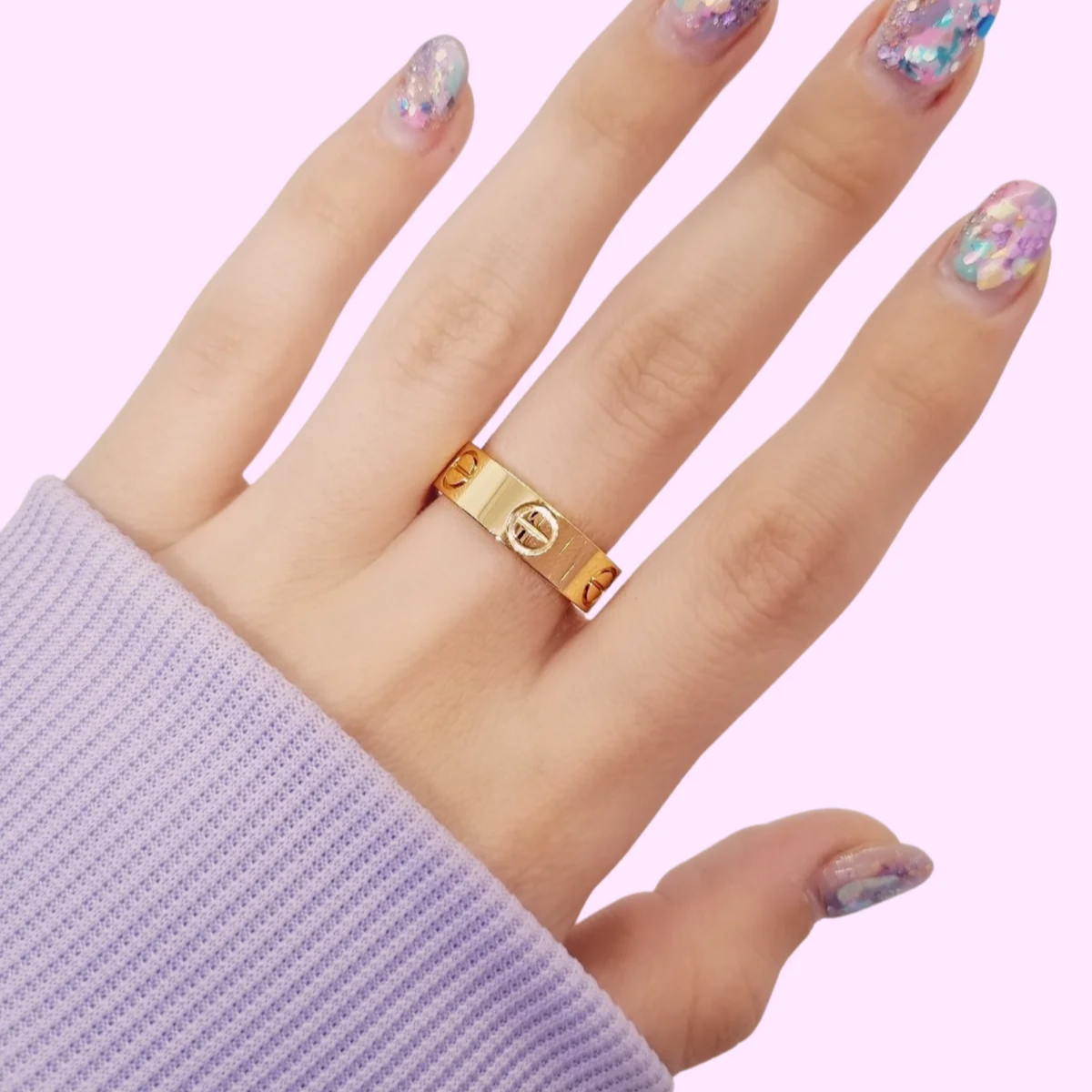 Anillo Talla #6 Acero Inoxidable Dorado Mujer Moda