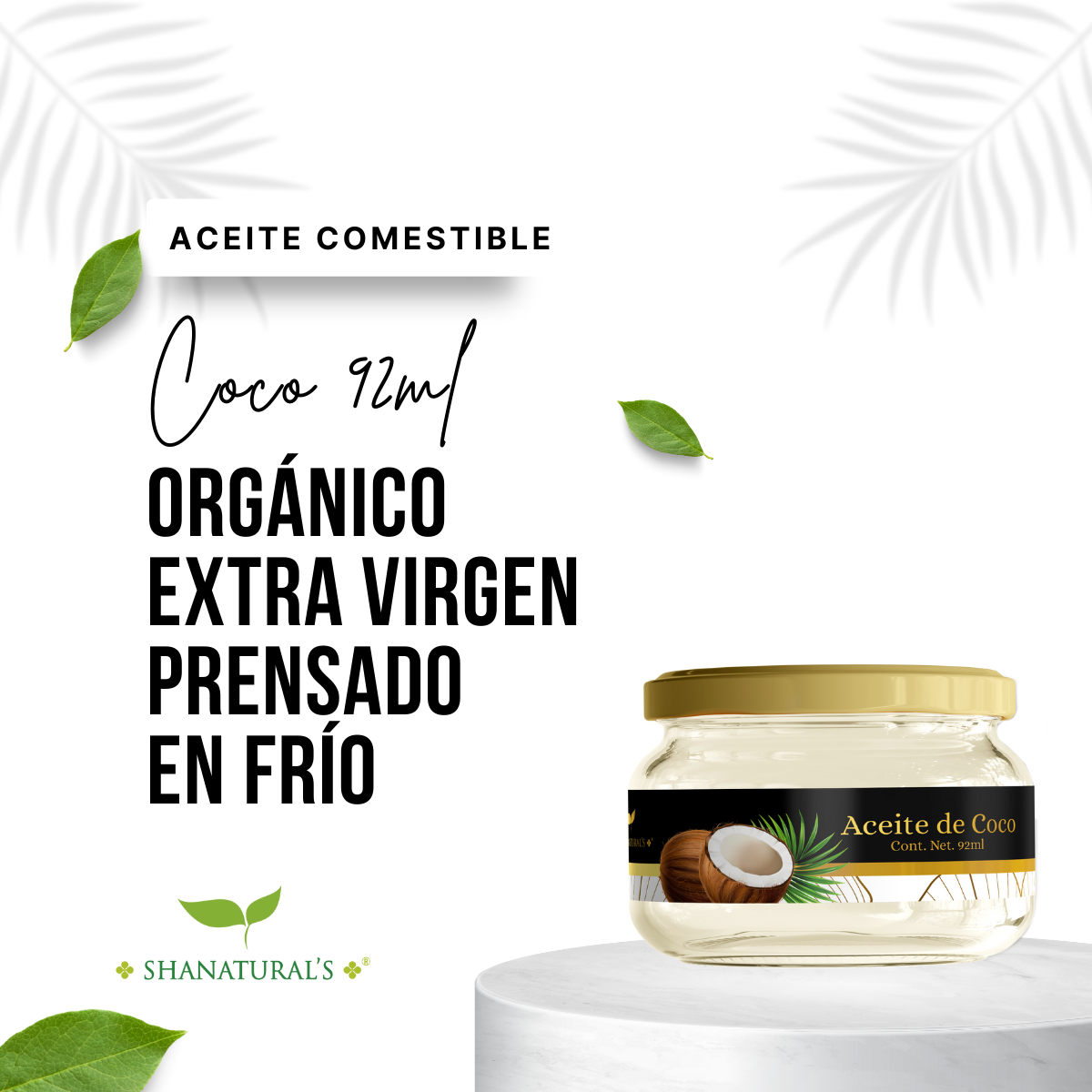 Coco Orgánico Extra Virgen 92 ml Shanatural's