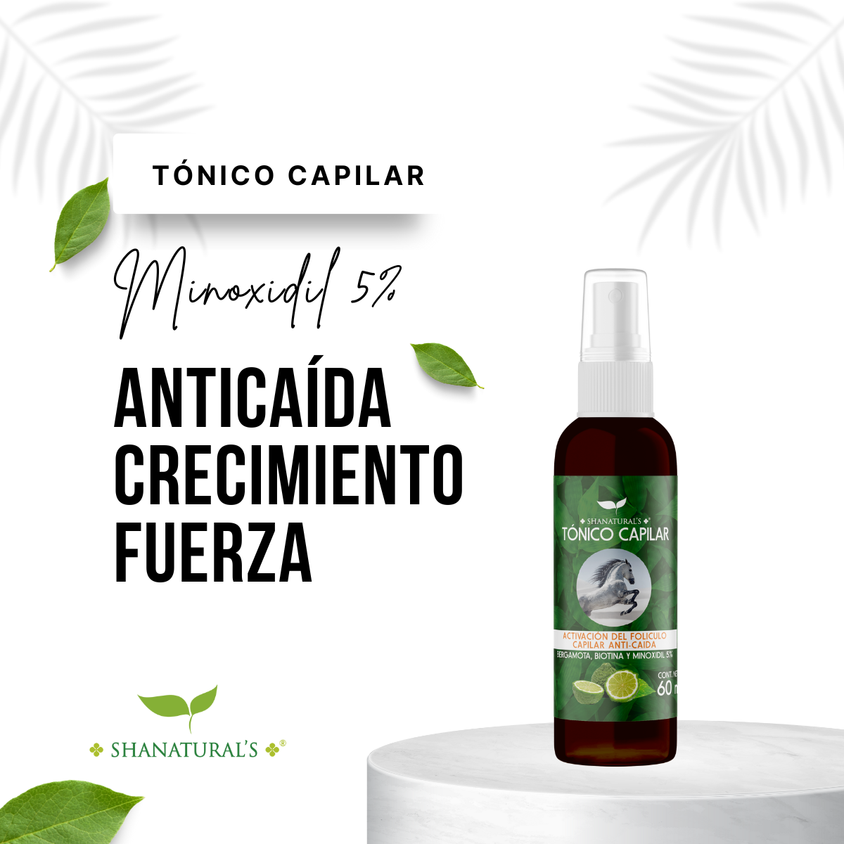 Tónico Capilar Minoxidil 5% 60 ml Shanatural's
