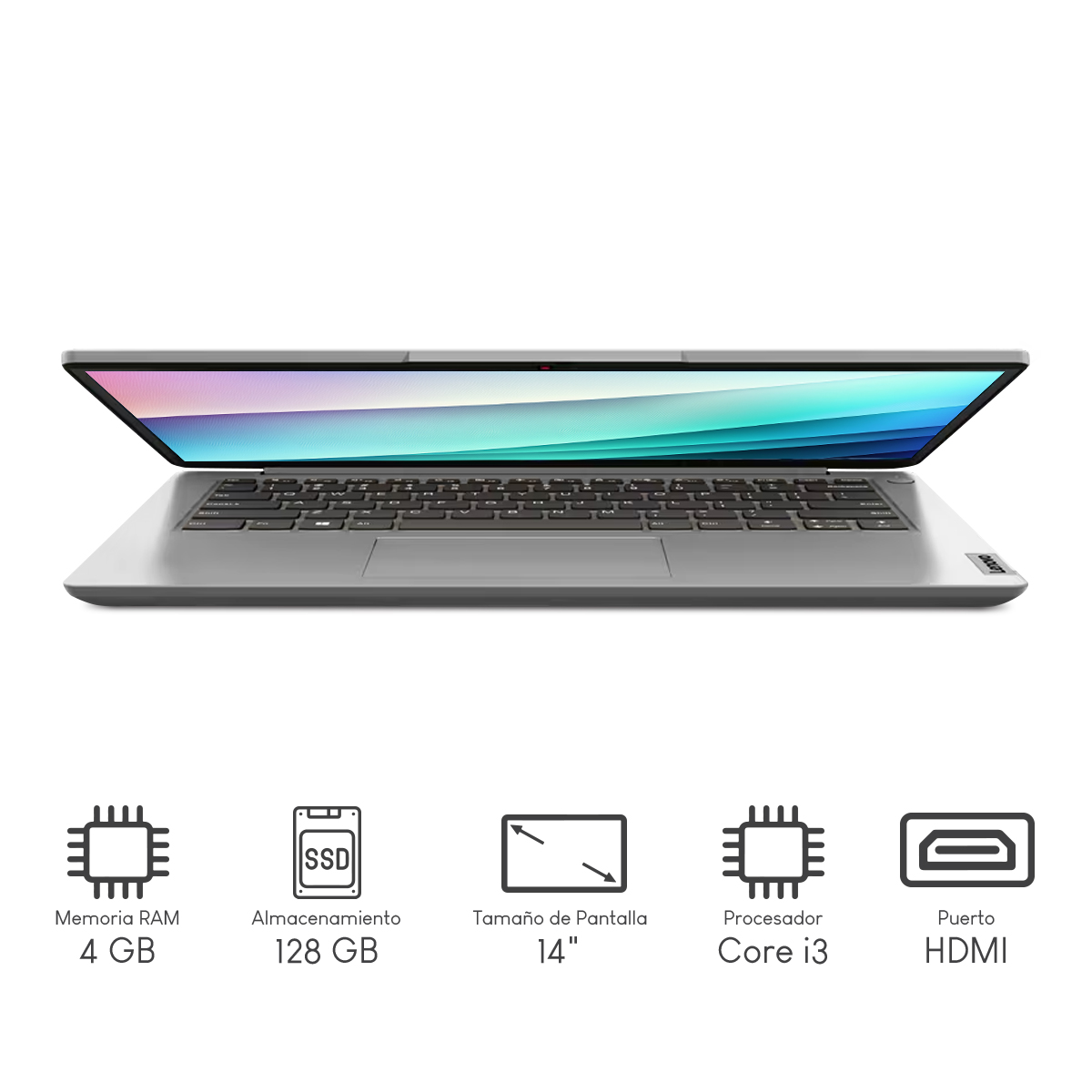 Laptop Lenovo Ideadpad 1 14iau7 Intel CI3 6C 4GB 128GB SSD Pcie 14Pulg HD Gris Nube W11H Teclado Ingles 