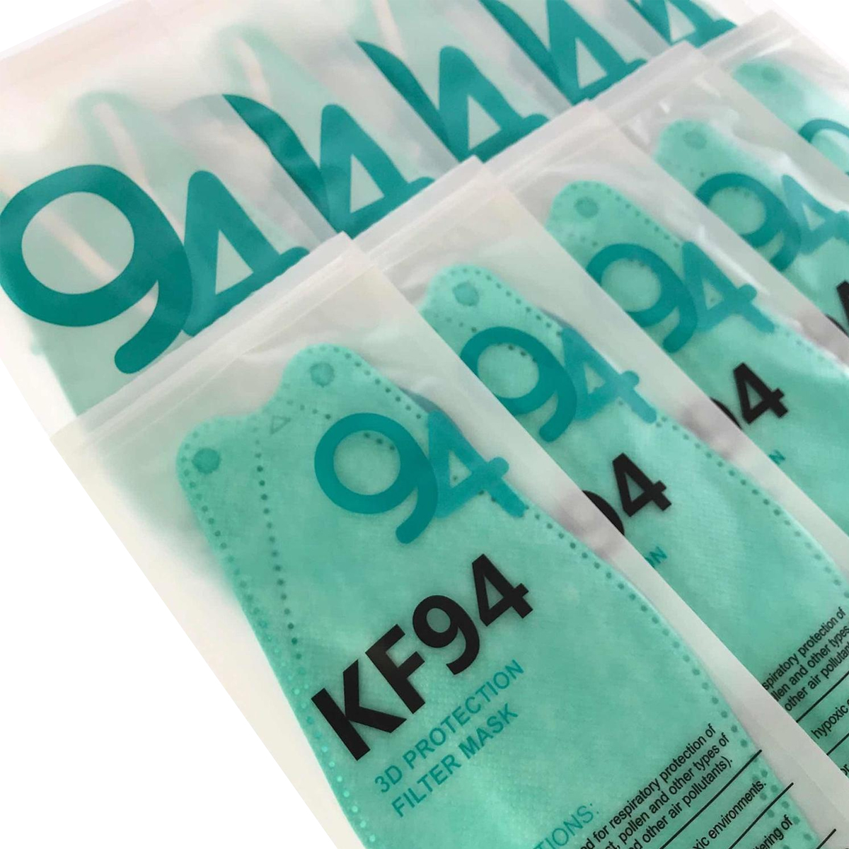 Cubrebocas Kf94 Mascarillas 3d Colores 10pzs Filtración 94% Verde.