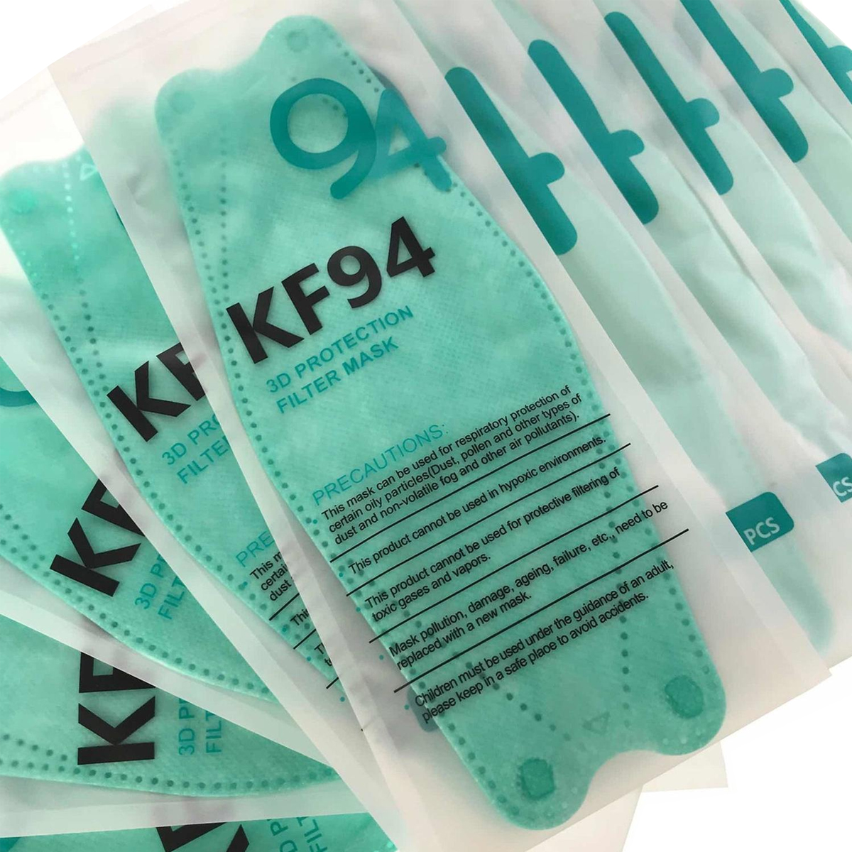 Cubrebocas Kf94 Mascarillas 3d Colores 10pzs Filtración 94% Verde.