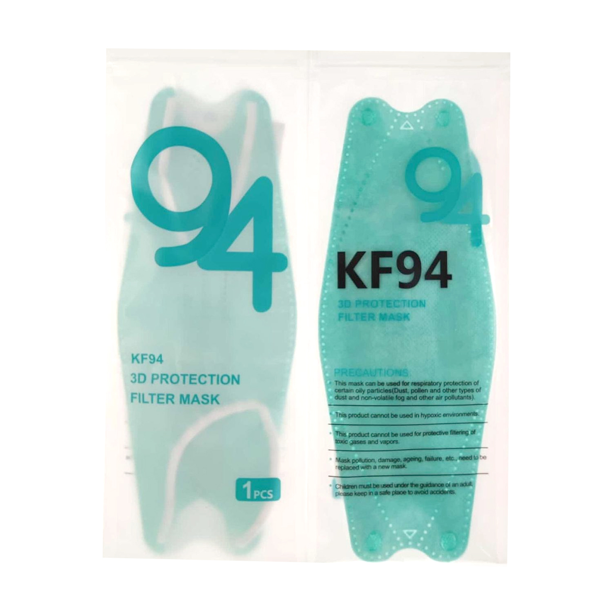 Cubrebocas Kf94 Mascarillas 3d Colores 10pzs Filtración 94% Verde.