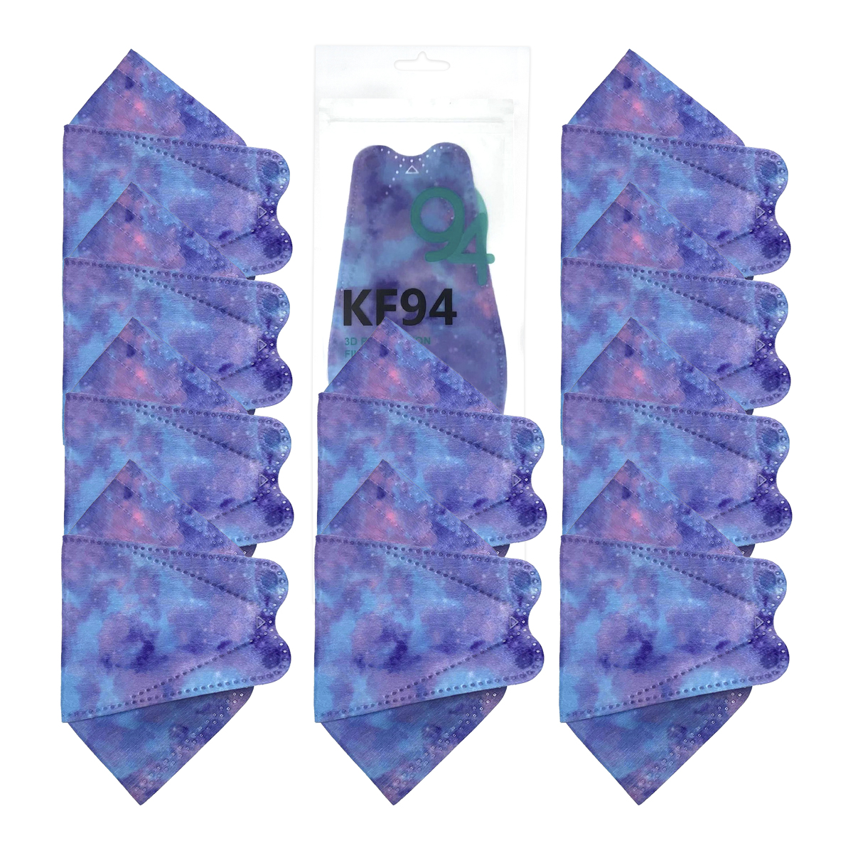 Cubrebocas Kf94 Mascarillas 3d Colores 10pzs Filtración 94% Difuminado Morado