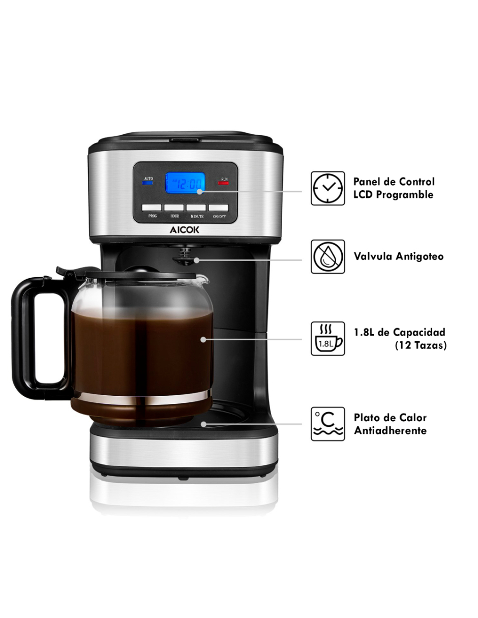 Cafetera 12 Tazas Aicok Gratis Destapador Electrico De Botellas De Vino