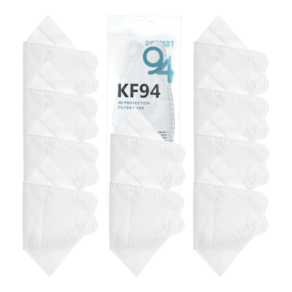 Cubrebocas Kf94 Mascarillas 3d Colores 10pzs Filtración 94% Blanco.