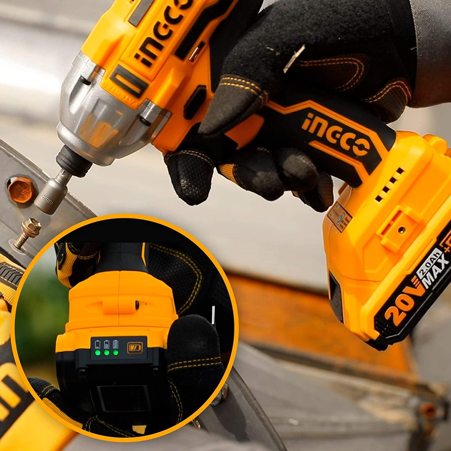 Atornillador De Impacto Inalámbrico 20 V Ingco Brushless