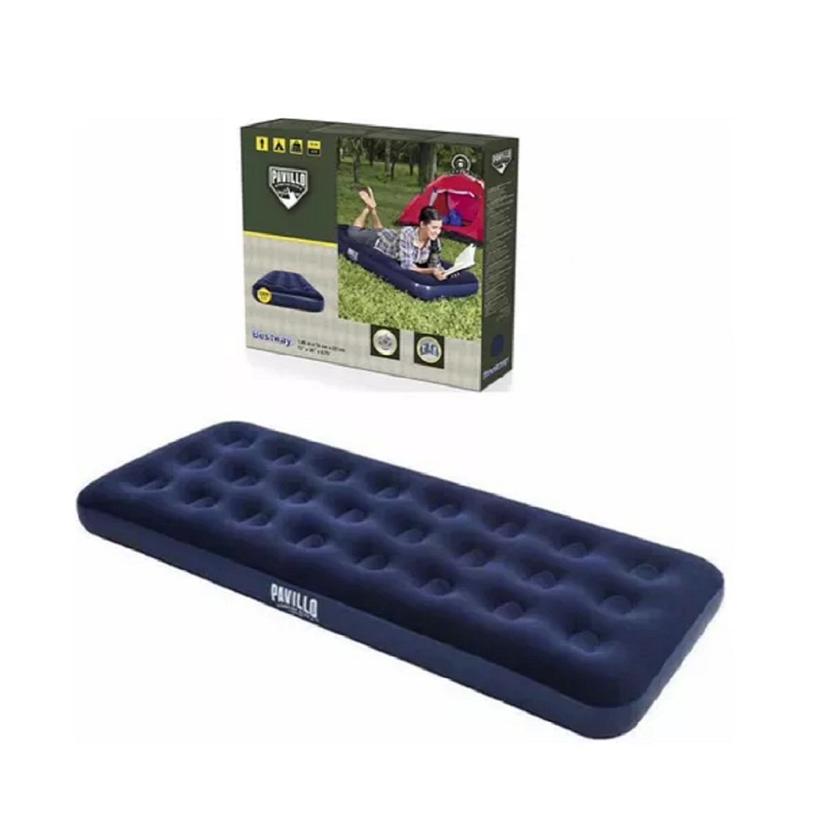 Colchón Inflable Pavillo 73" x 30" x 8.75"/1.85m x 76cm x 22cm Airbed Jr.Twin Bestway