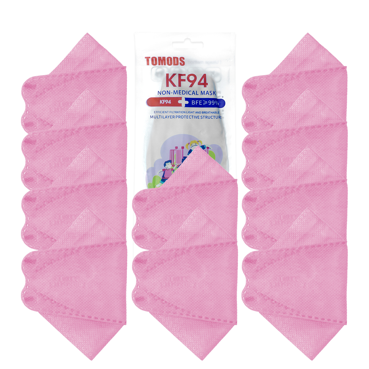 Cubrebocas Kf94 Infantil Mascarillas De Colores 15 Pzs Rosa Claro Rosa claro