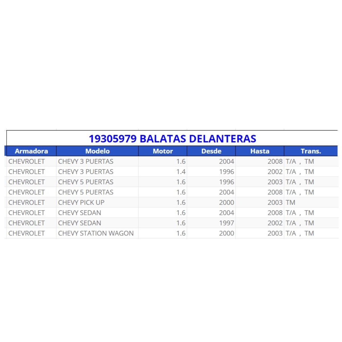 Balatas delanteras acdelco original para CHEVY PICK UP, CHEVY SEDAN, CHEVY STATION WAGON