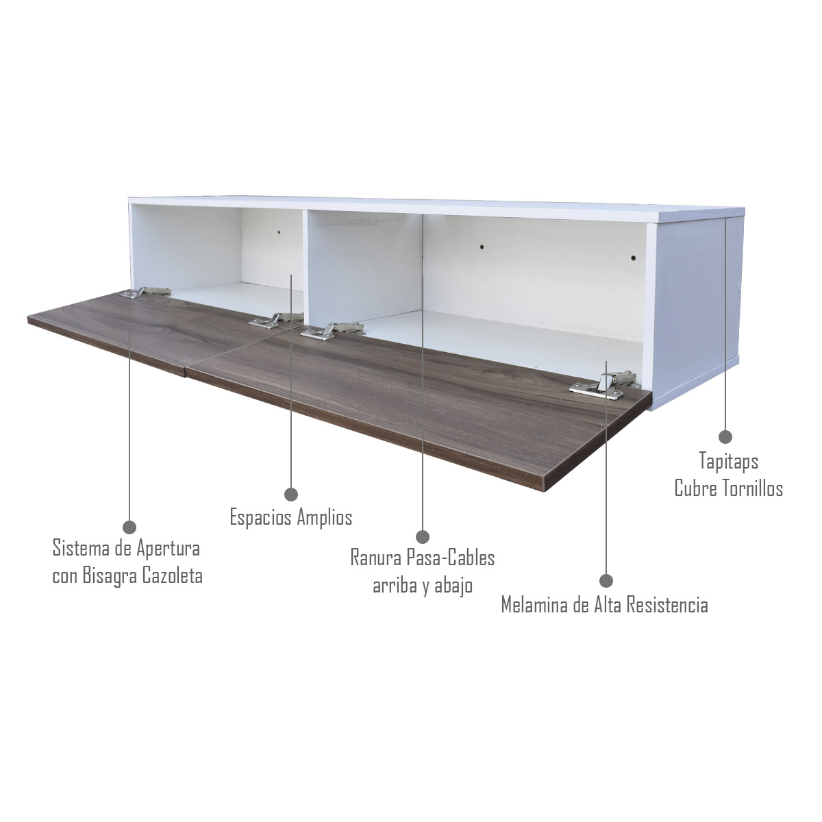 Centro De Entretenimiento para tv Flotante Hogare , 2 Puertas color Blanco Parota