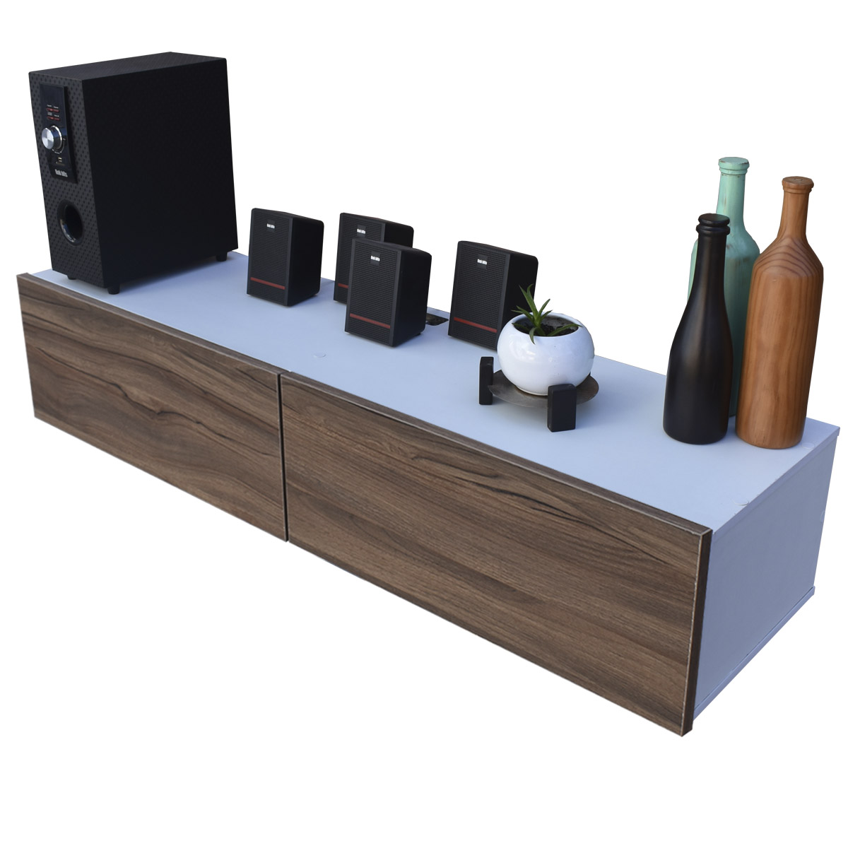 Centro De Entretenimiento para tv Flotante Hogare , 2 Puertas color Blanco Parota