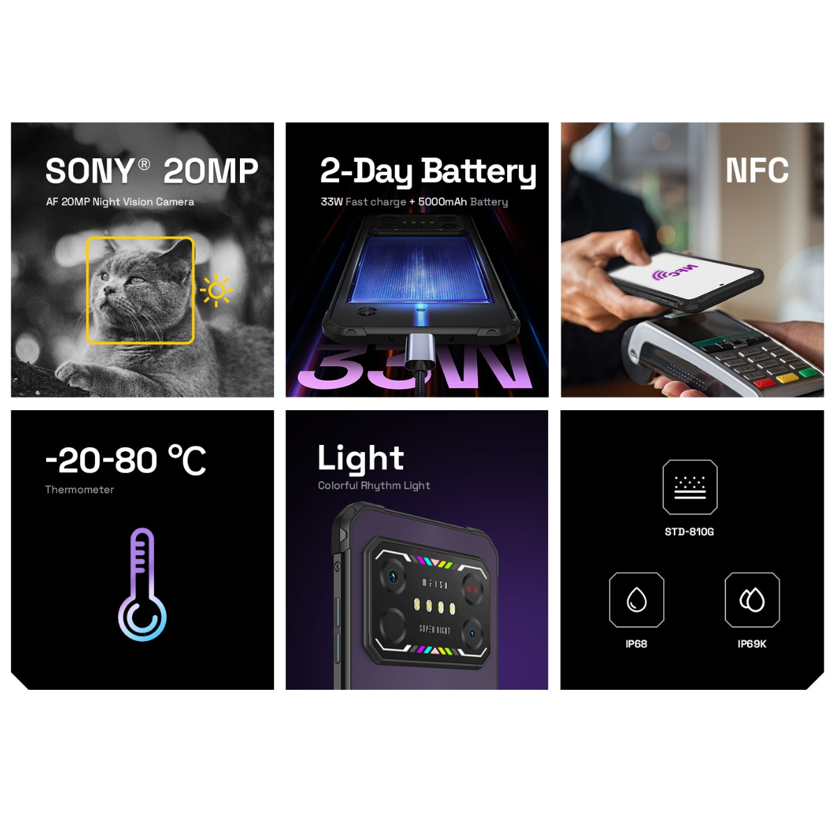 IIIF150 Air1 Ultra, 16GB, 8+8GB RAM Extendida, 256GB ROM, 120Hz, Telefono resistente, Color Naranja