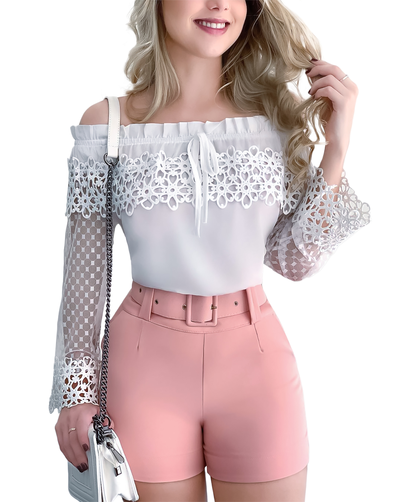 Mini short corte ajustado de vestir casual elegante de moda mujer dama xally 117 bolsas cinturón