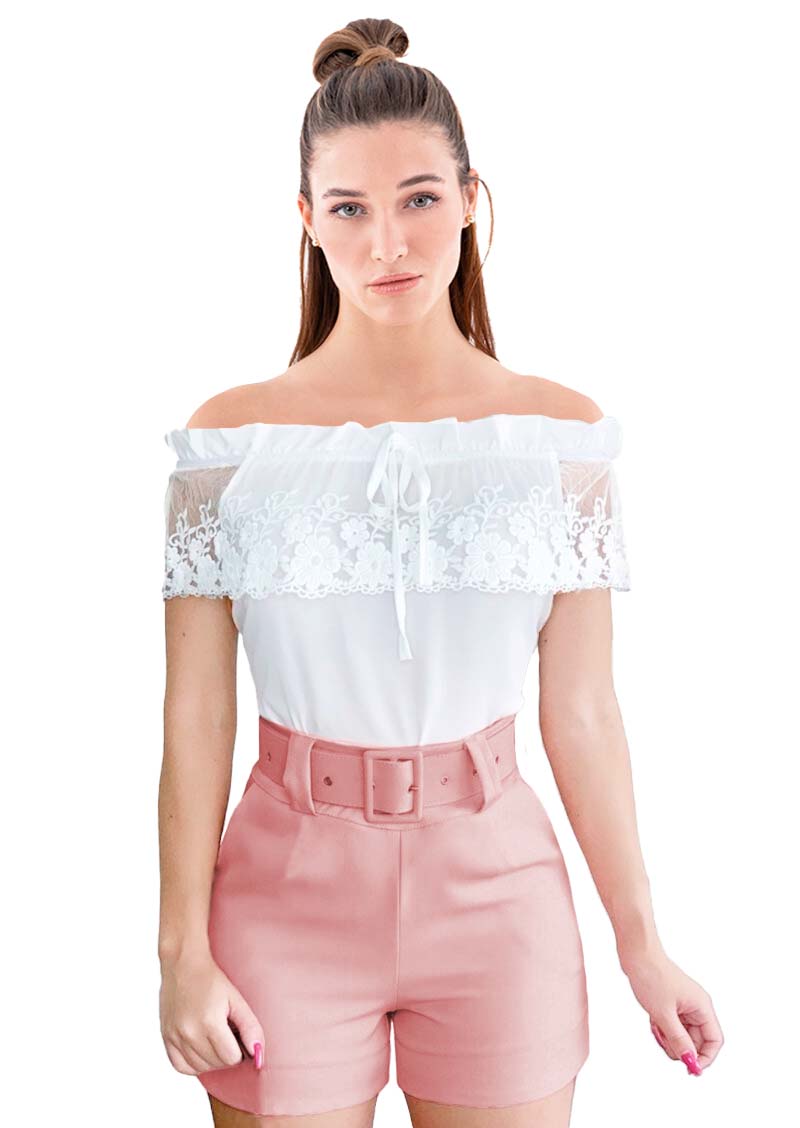 Mini short corte ajustado de vestir casual elegante de moda mujer dama xally 117 bolsas cinturón