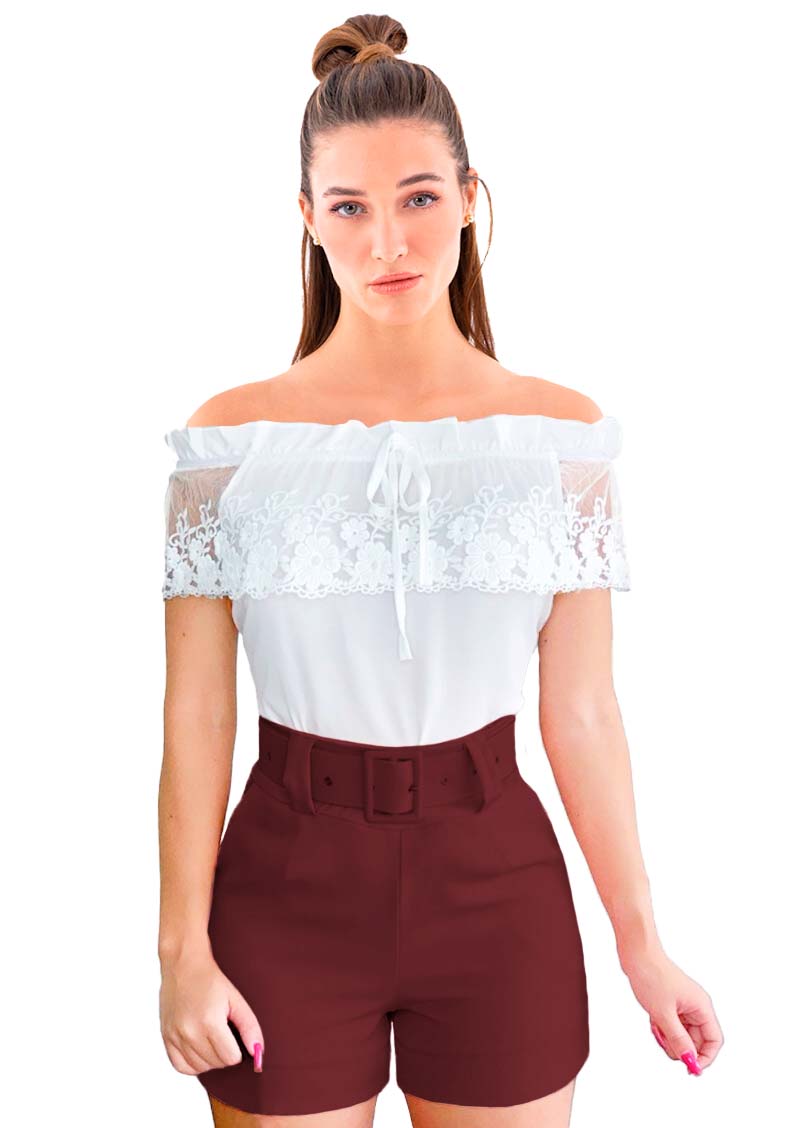 Mini short corte ajustado de vestir casual elegante de moda mujer dama xally 117 bolsas cinturón