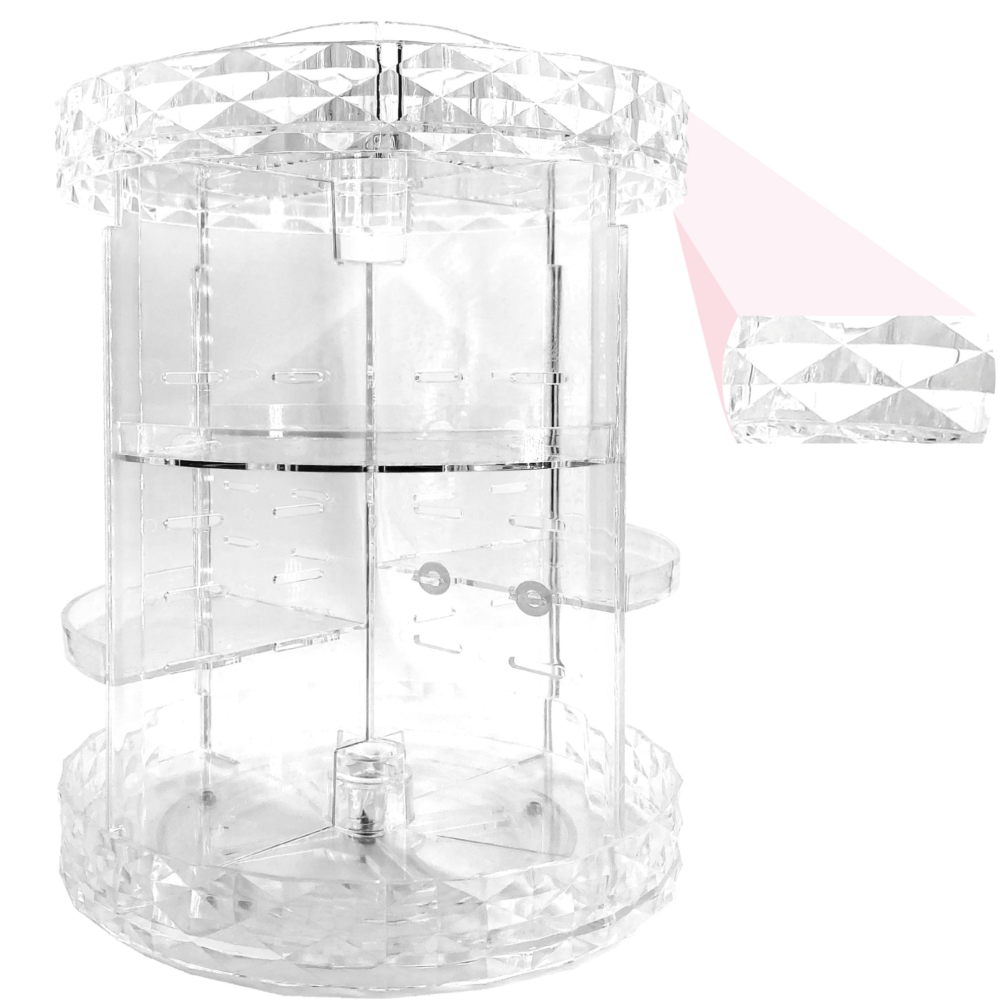 Organizador para Maquillaje Acrílico Diamantado giratorio 360 grados de rotación 
