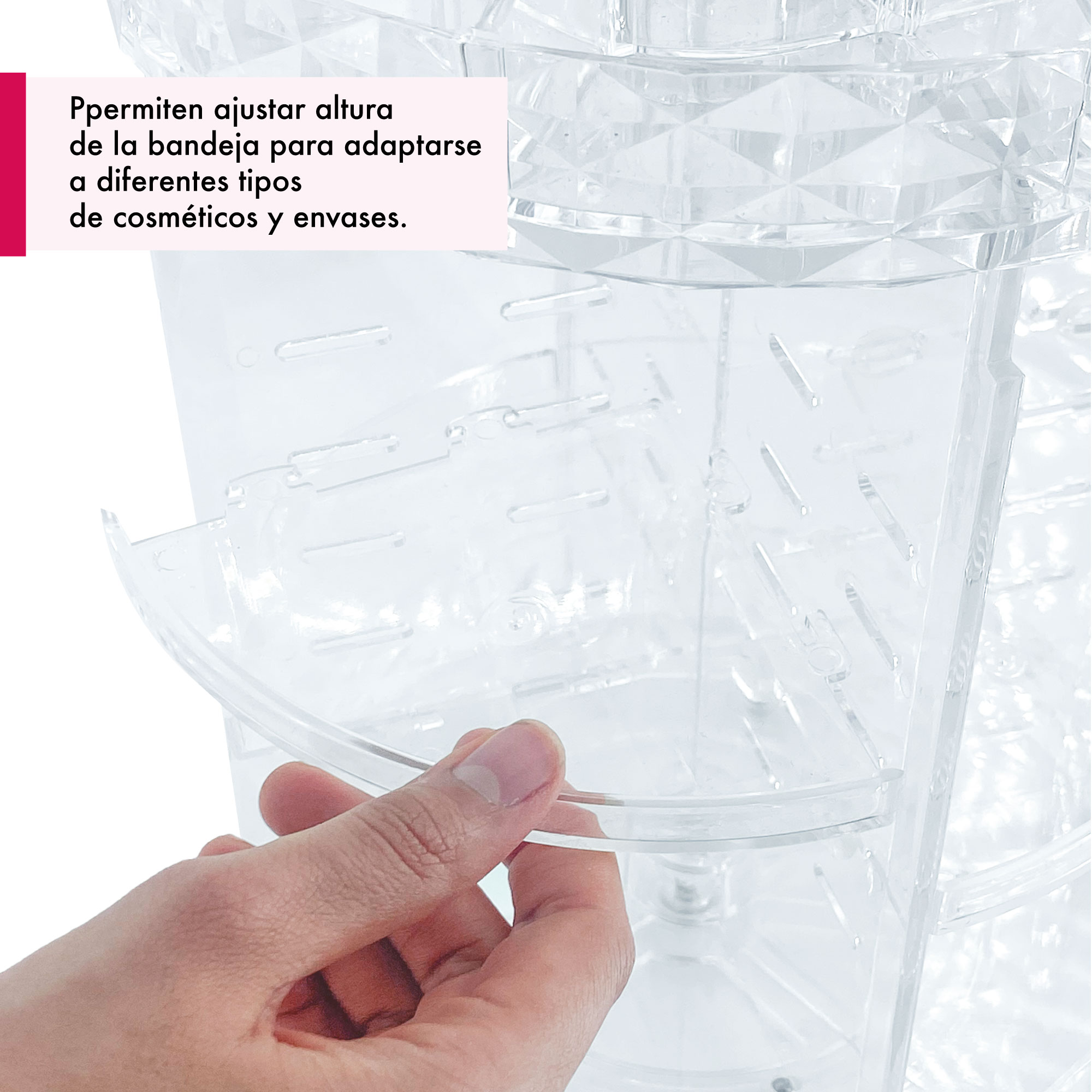 Organizador para Maquillaje Acrílico Diamantado giratorio 360 grados de rotación 