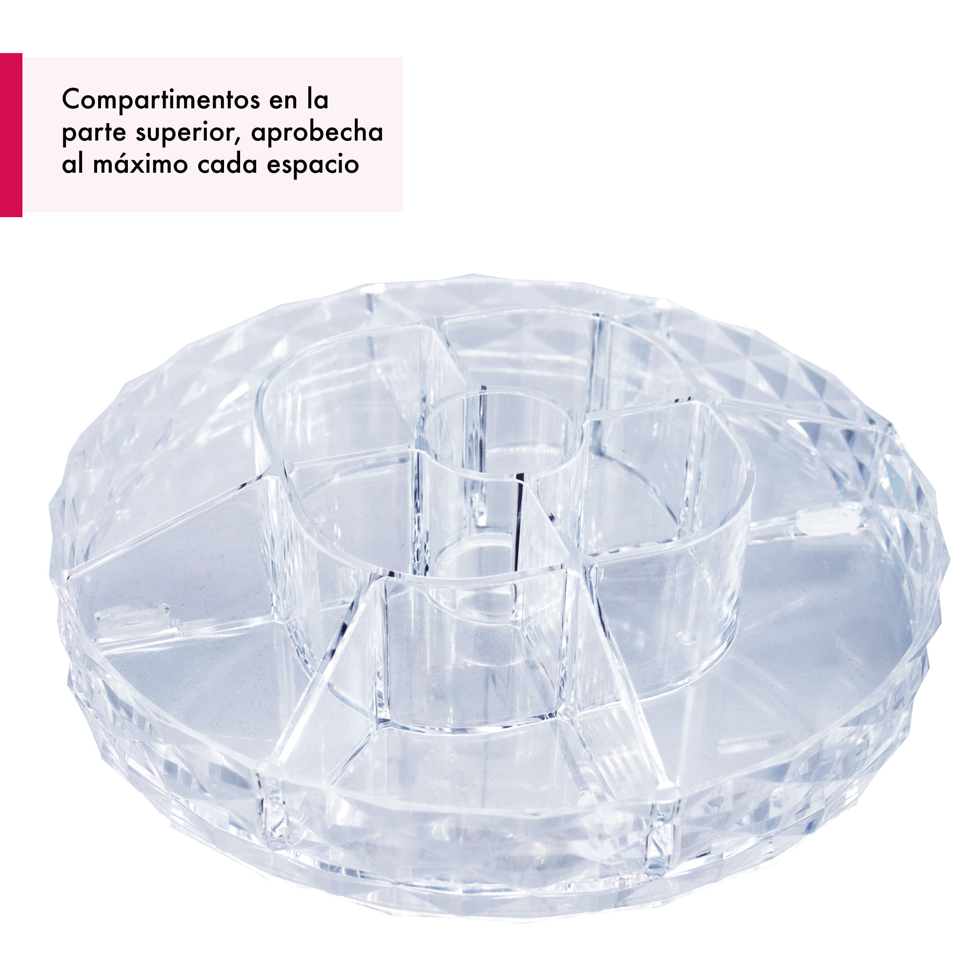 Organizador para Maquillaje Acrílico Diamantado giratorio 360 grados de rotación 