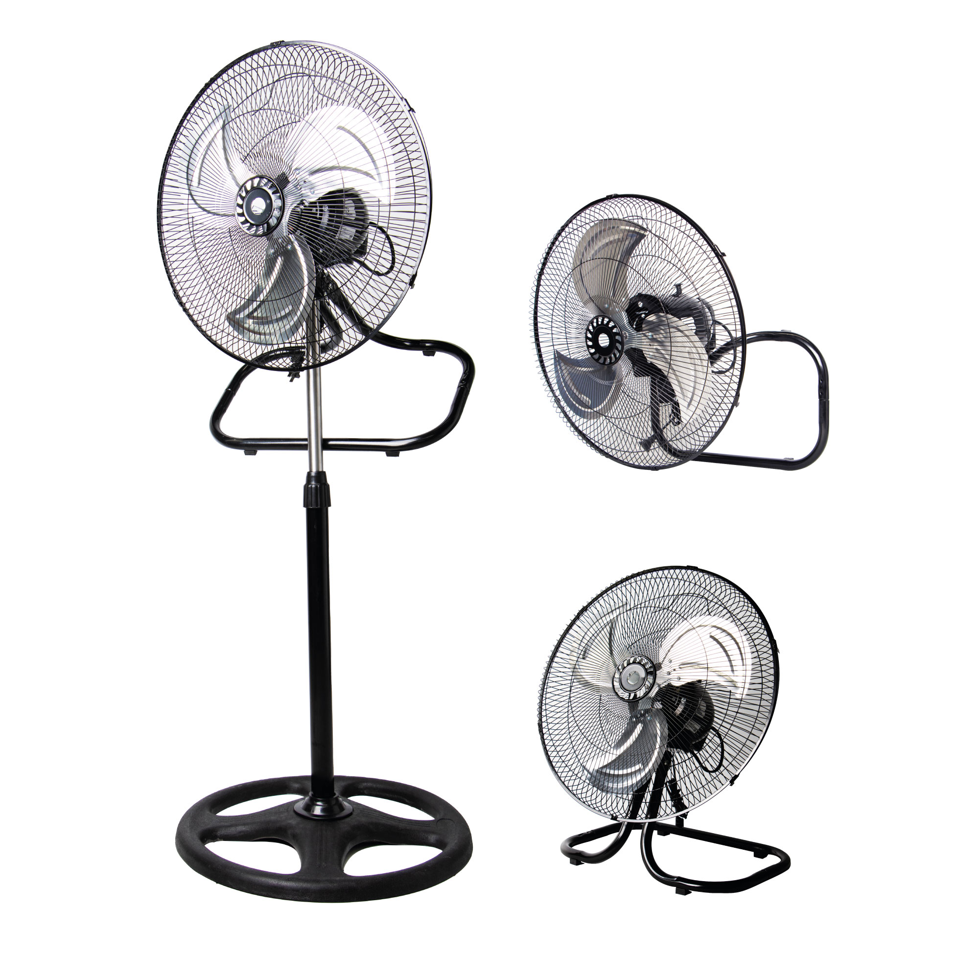 Ventilador 3 en 1 Pedestal, Piso y Pared 3 Aspas 18 Pulgadas Negro
